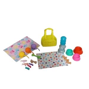Barbie Pet Play Set with Yellow Bag and Colorful Accessories